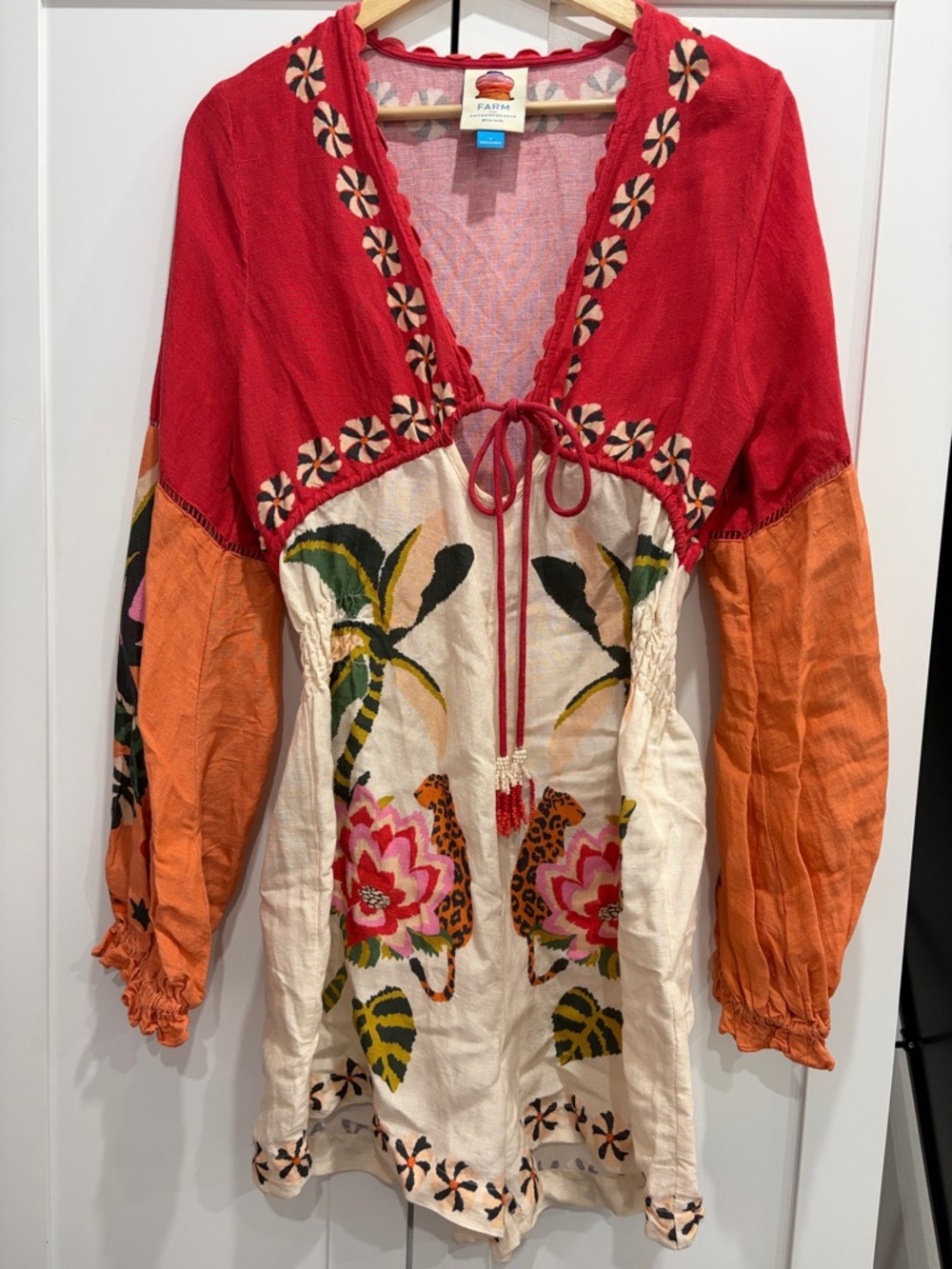 FARM Rio Pink & Red Logo-Accent Tunic